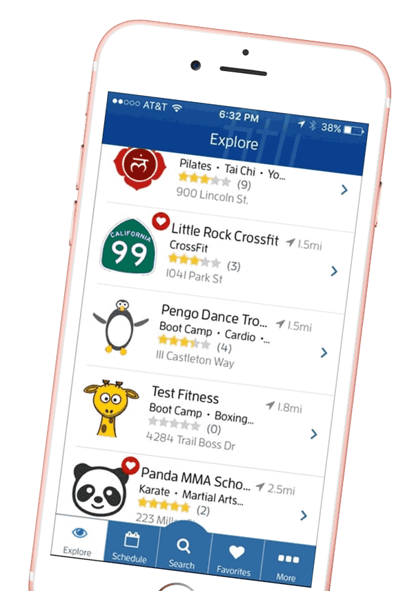 Fitli mobile app — Explore screen