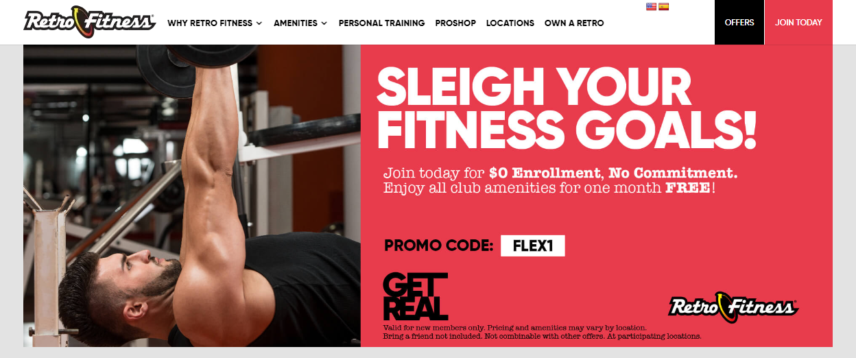 retrofitness screengrab of a fitness website