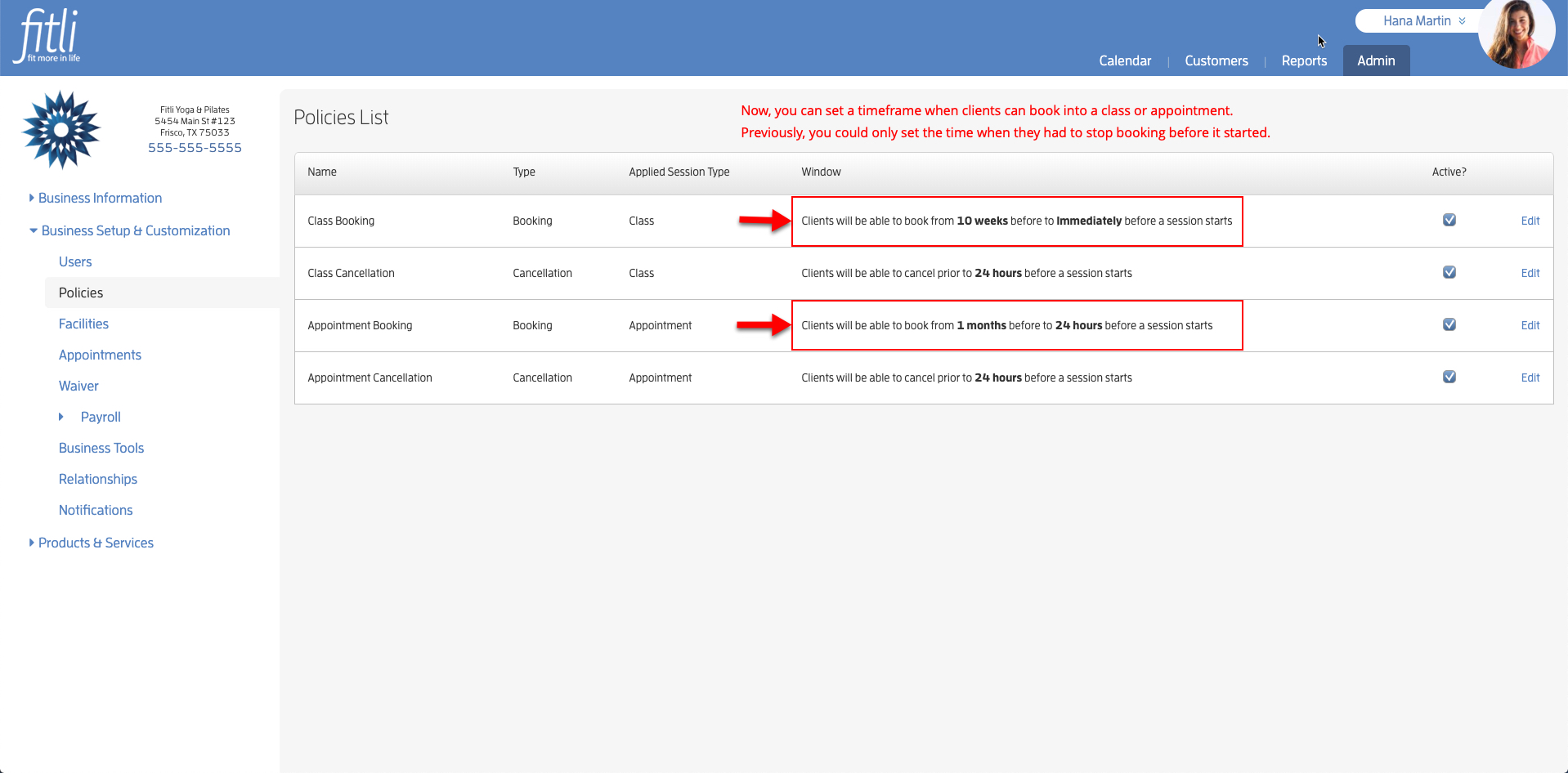 Policy Booking Window